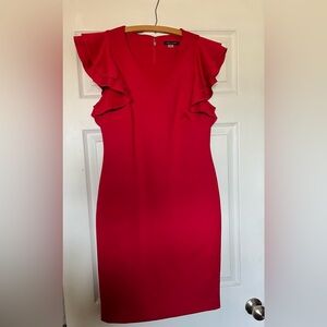 Red Ruffle Sleeve Dress